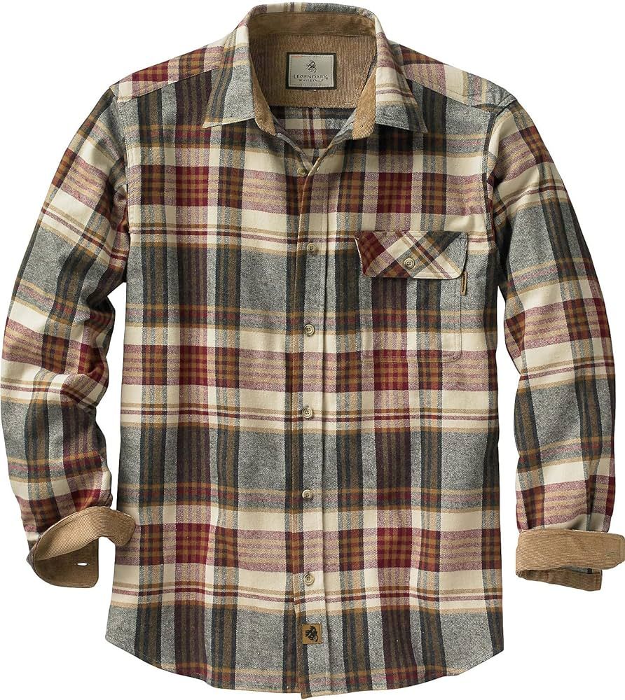 Legendary Whitetails Men's Buck Camp Flannel, Long Sleeve Plaid Button Down Casual Shirt, Corduro... | Amazon (US)