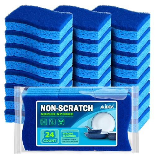 AIDEA-Brite Non-Scratch Scrub Sponge-24Count, Sponges for Dishes, Cleaning Sponge, Cleans Fast Wi... | Amazon (US)