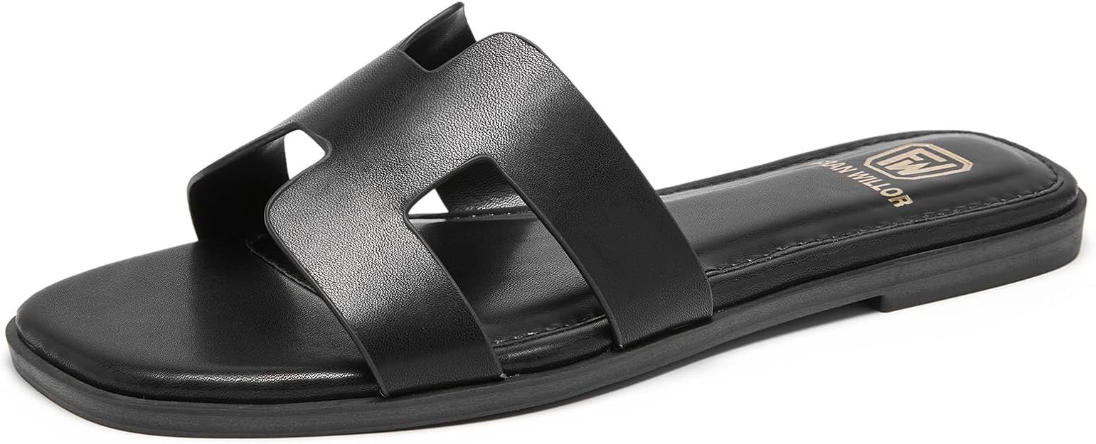 Women's Flat Sandal Comfortable Slip On Casual Slide Sandals | Amazon (US)