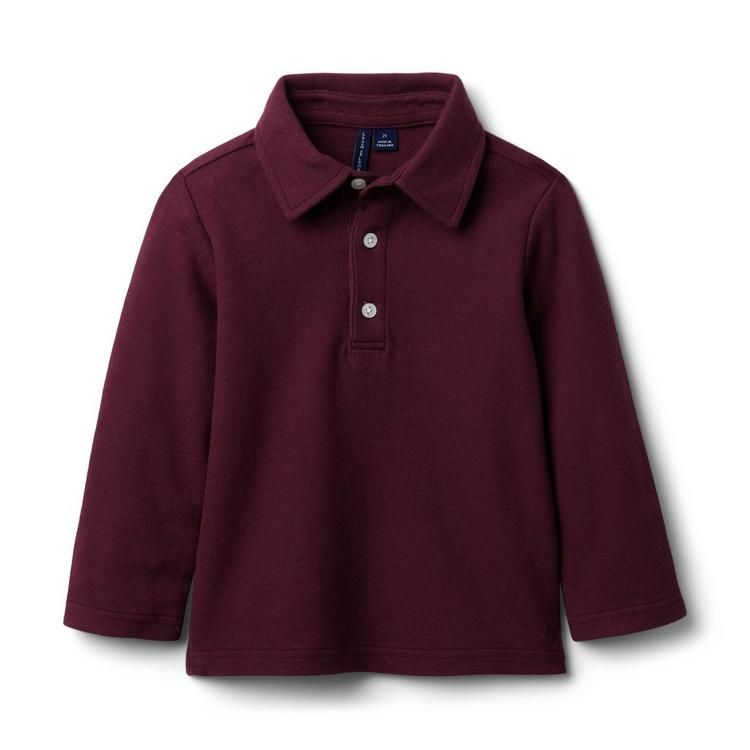 The Long Sleeve Pique Polo | Janie and Jack