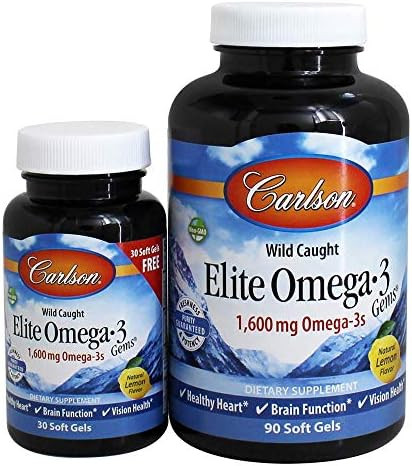 Carlson - Elite Omega-3 Gems, 1600 mg Omega-3 Fatty Acids Including EPA and DHA, Norwegian, Wild-... | Amazon (US)