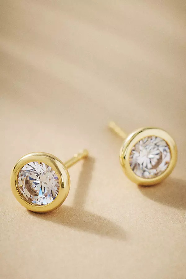 Shashi Bezel Solitaire Stud Earrings | Anthropologie (US)