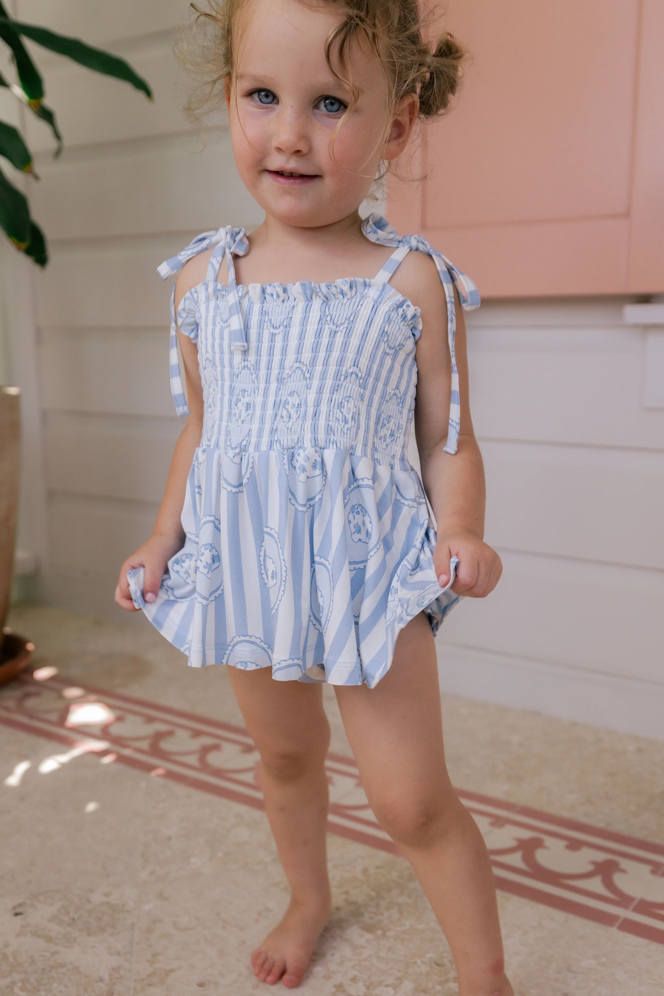 Floral Seashell Smocked Twirl Romper | Bamboo Baby Daywear | In My Jammers | In My Jammers