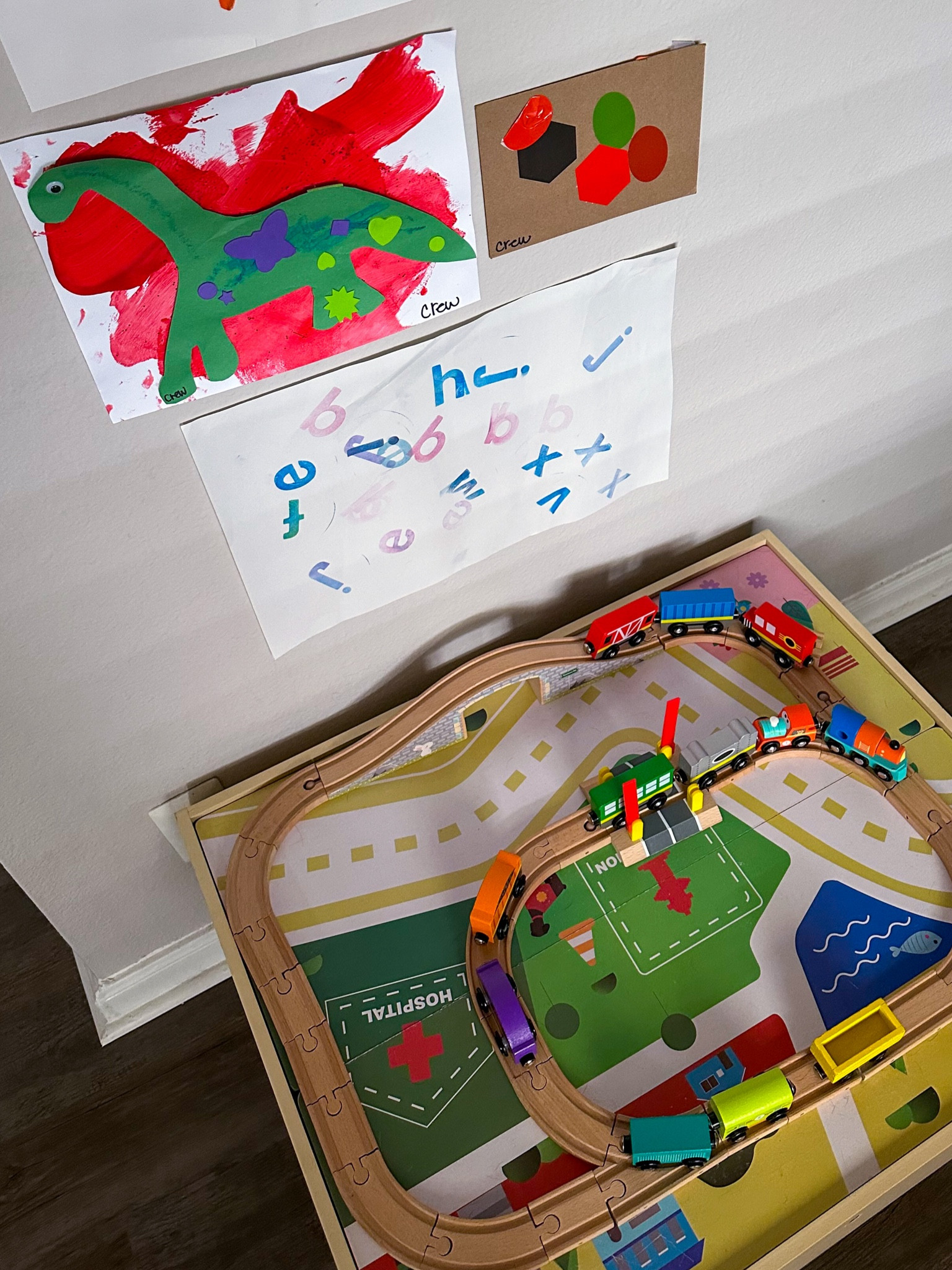 Our most precious valuables are in this corner🎨 and this train set is very well loved🚂 

#LTKSpringSale #LTKfamily #LTKkids