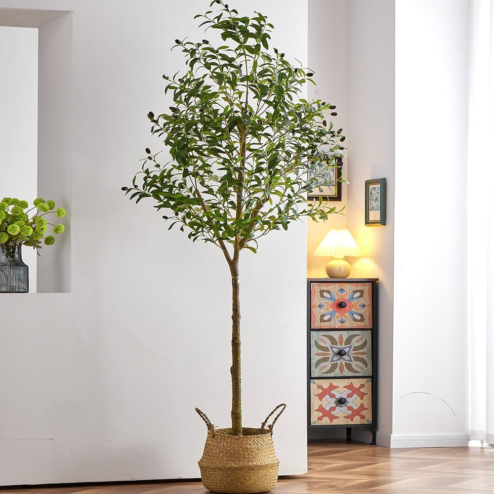 EnHomee Olive Tree, Faux Olive Tree with Realistic Leaves and Lifelike Fruits Tall Olive Tree Art... | Amazon (US)