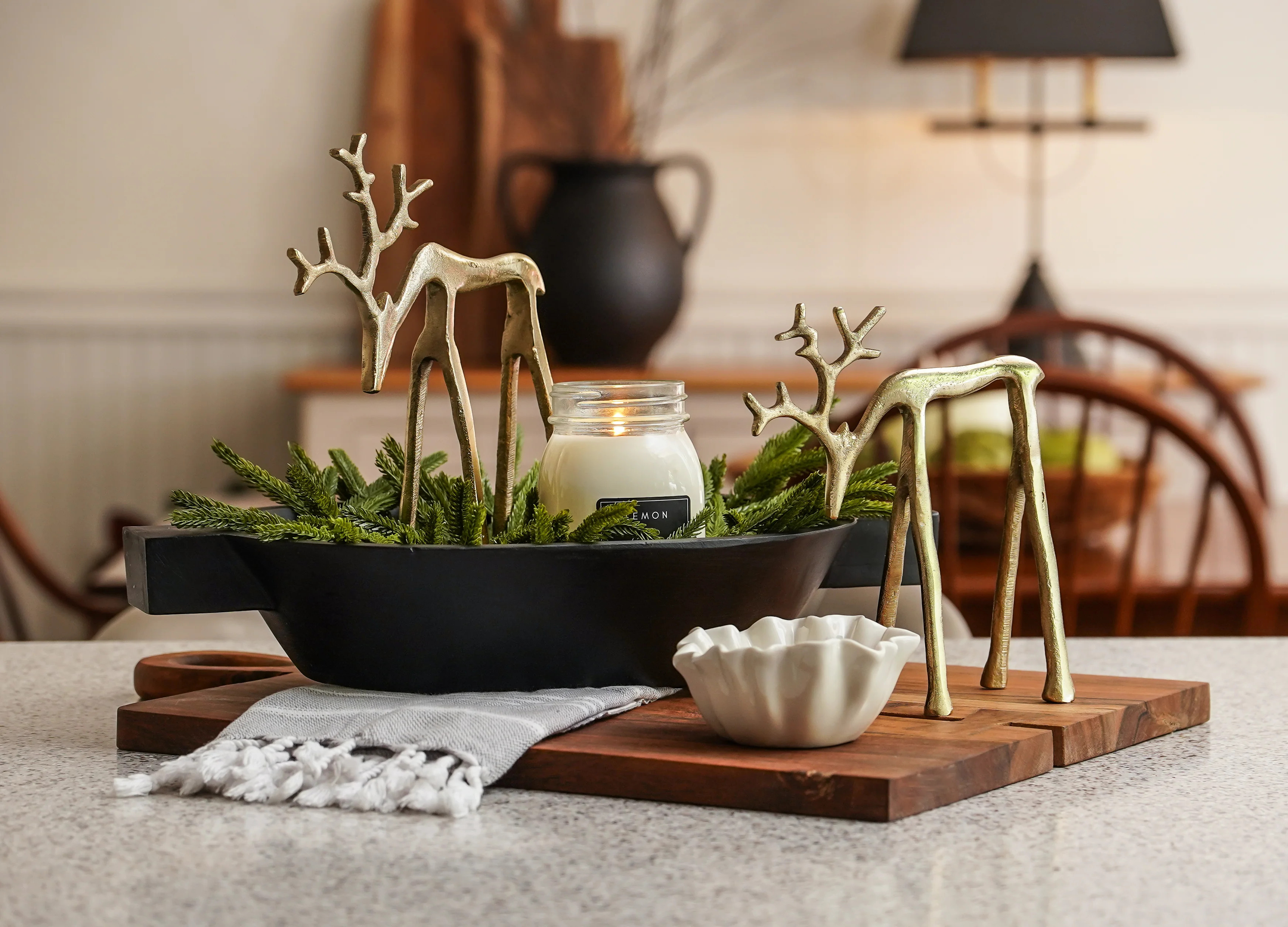 Antique Gold Looking Down Deer Set | MJHome