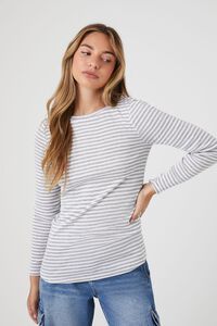 Striped Ribbed Knit Long-Sleeve Top | Forever 21 (US)