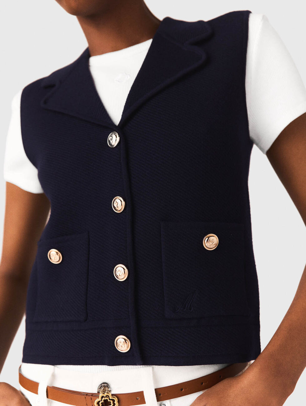 Polo knit cardigan Blue for Women | Maje | Maje EU