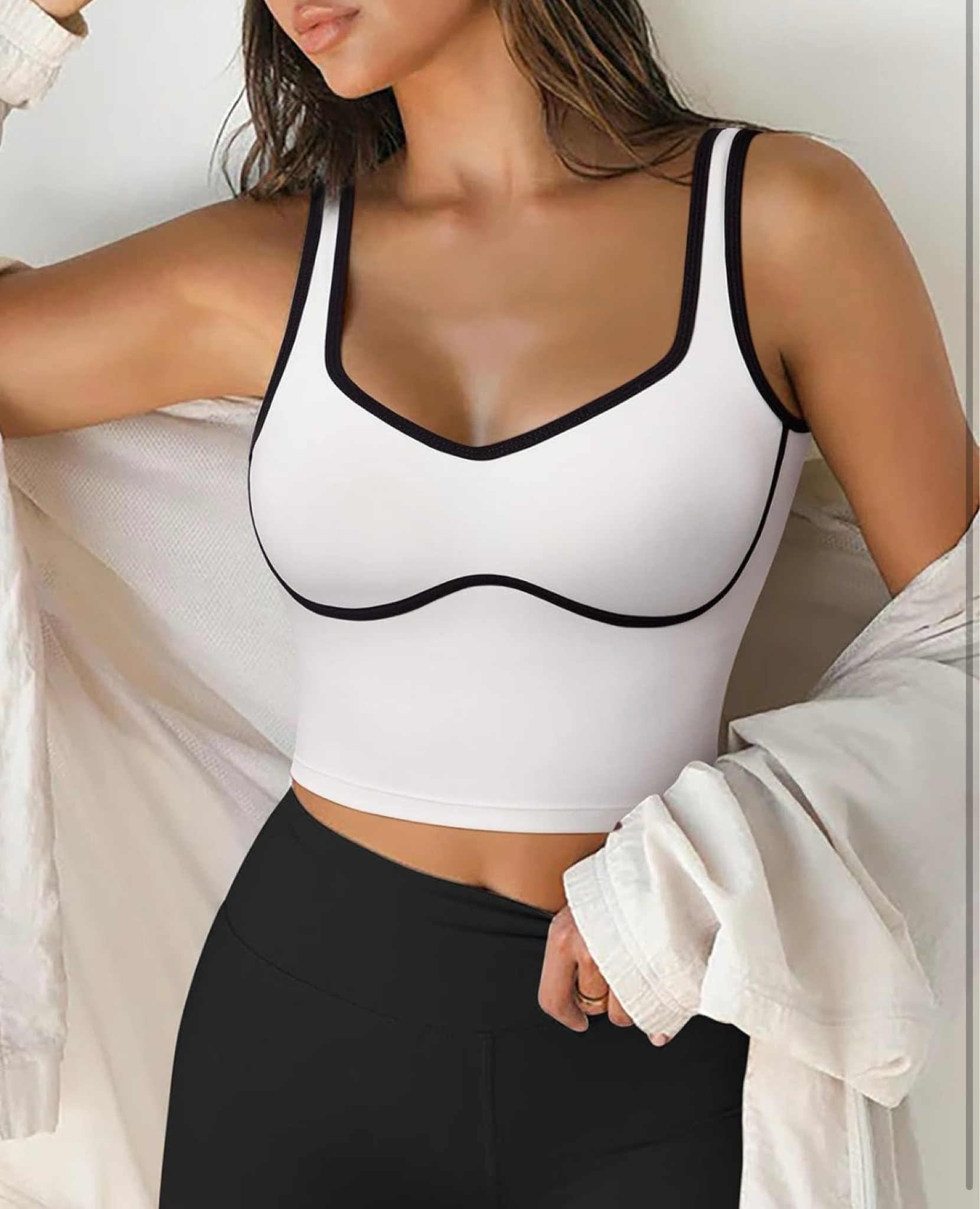 Another Meredith Blake inspired athletic top. I’m wearing this one today and it’s so comfortable. it reminds me of the Lululemon align takes but has a lower scoop back. 

Women Sweetheart Neckline Longline Sports Bra Padded Basic Workout Crop Tank Top $26. 

#LTKFitness #LTKActive #LTKFindsUnder50