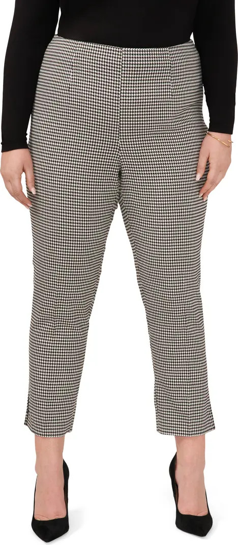 Houndstooth Side Slit Ankle Slim Fit Pants | Nordstrom