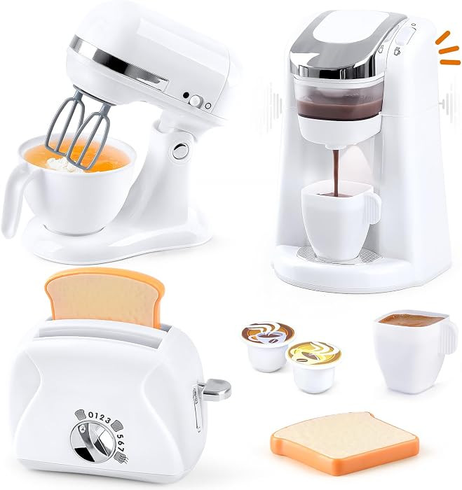 Play Kitchen Appliances Toys, Kids Kitchen Playset Accessories, Pretend Play Toy Sets with Coffee... | Amazon (US)