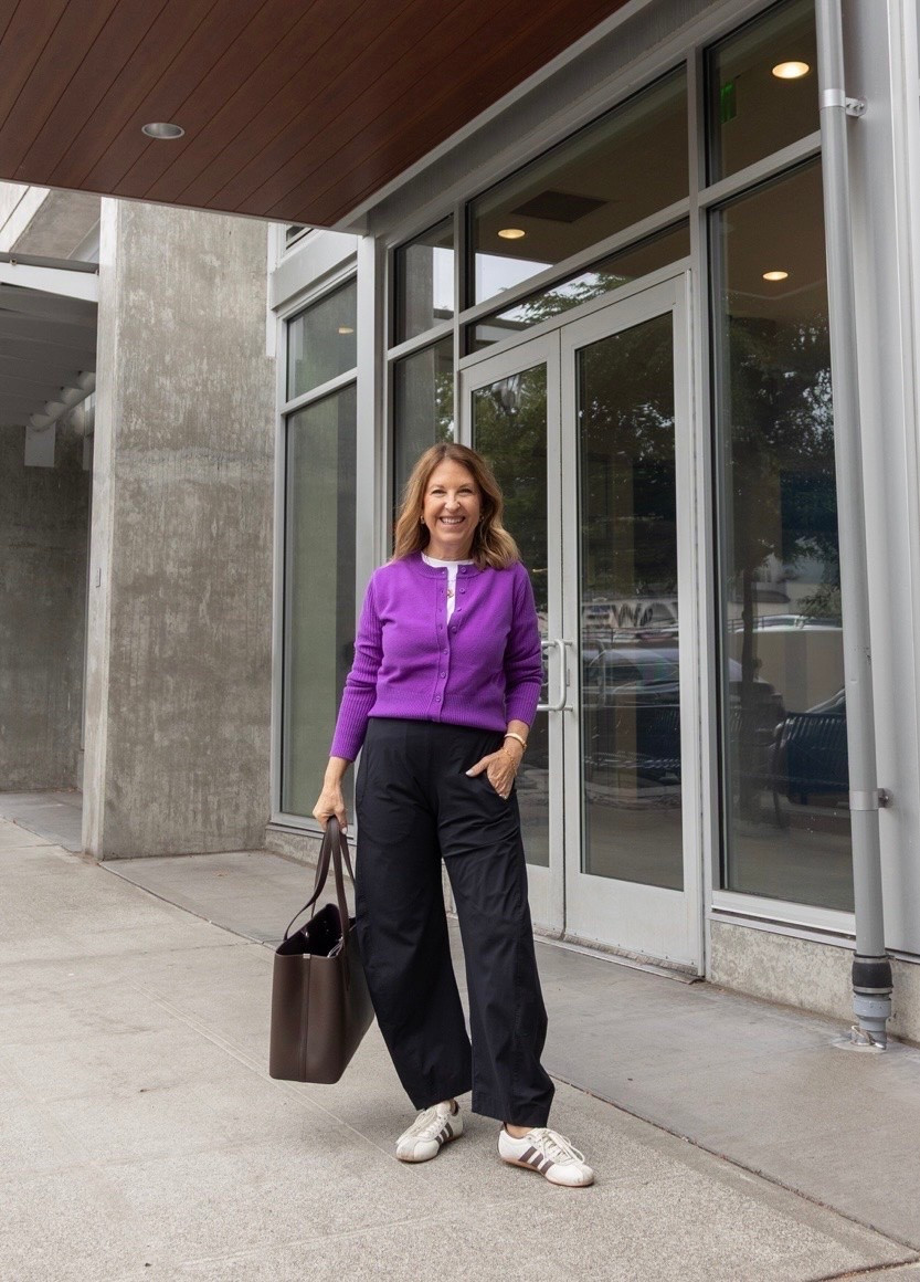 Purple is trending, and I've had many requests for this sweater. It fits tts. I'm wearing size small.