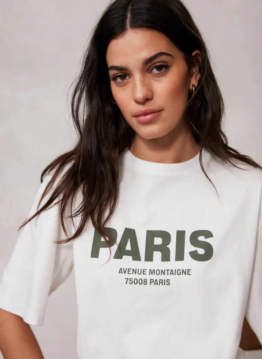 White Paris Slogan T-Shirt | Mint Velvet