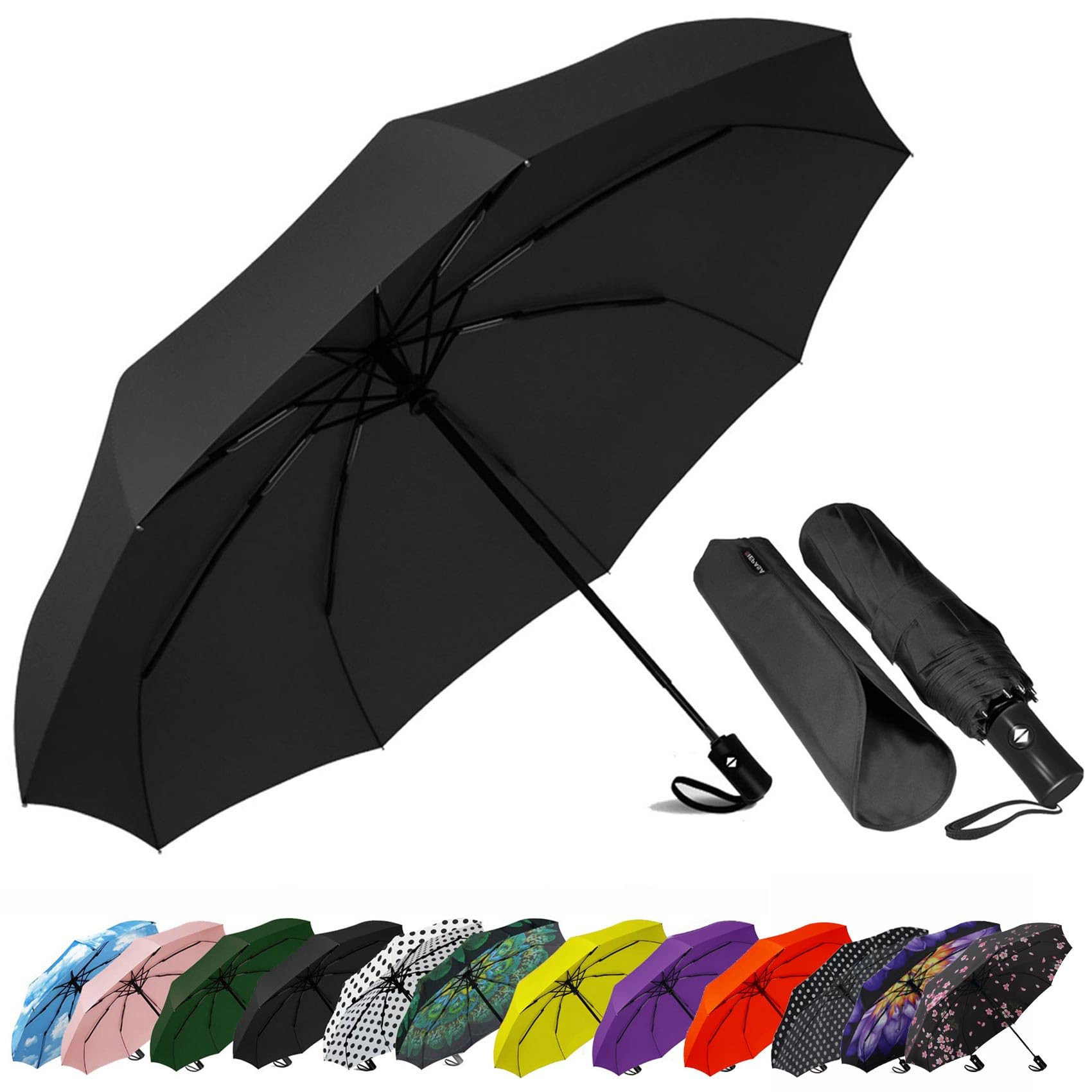 SIEPASA Compact Travel Umbrella - Windproof Auto Open/Close, Small Folding Umbrella for Rain - Li... | Amazon (US)