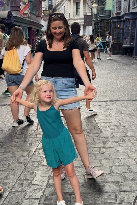 You can catch us at the theme parks this summer!  I’m wearing a basic black bodysuit from Express and my daughter has this cute + comfy athletic romper.  #SummerTravel #ThemeParkFit

#LTKTravel #LTKKids #LTKFamily