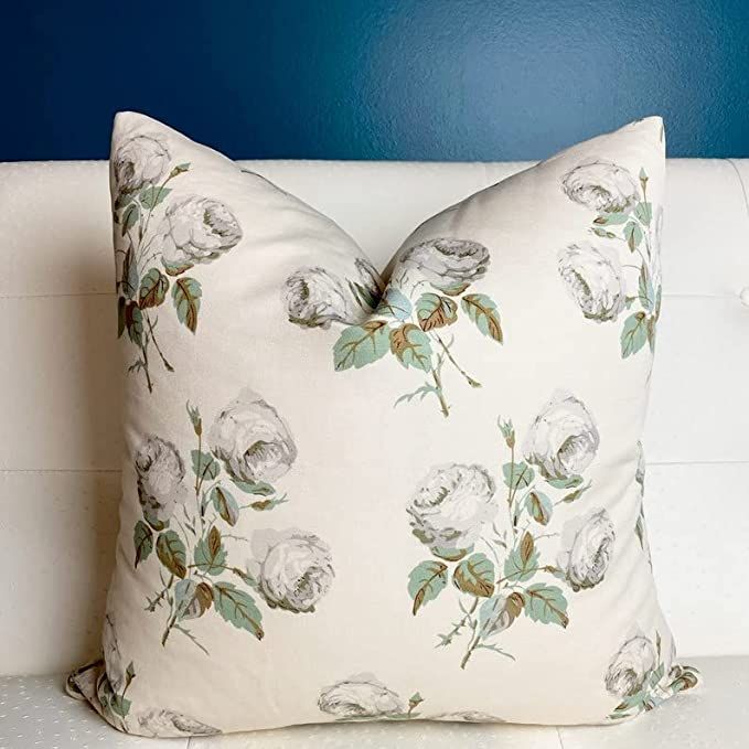 Bowood Union Pillow Cover - Floral Pillow - Green Grey Pillow Cover - Designer Pillow - High End ... | Amazon (US)