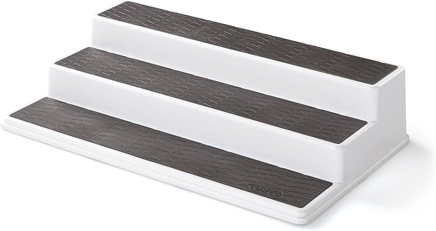 Copco 2555-0188 Non-Skid 3-Tier Spice Pantry Kitchen Cabinet Organizer, 15-Inch, White/Gray | Amazon (US)