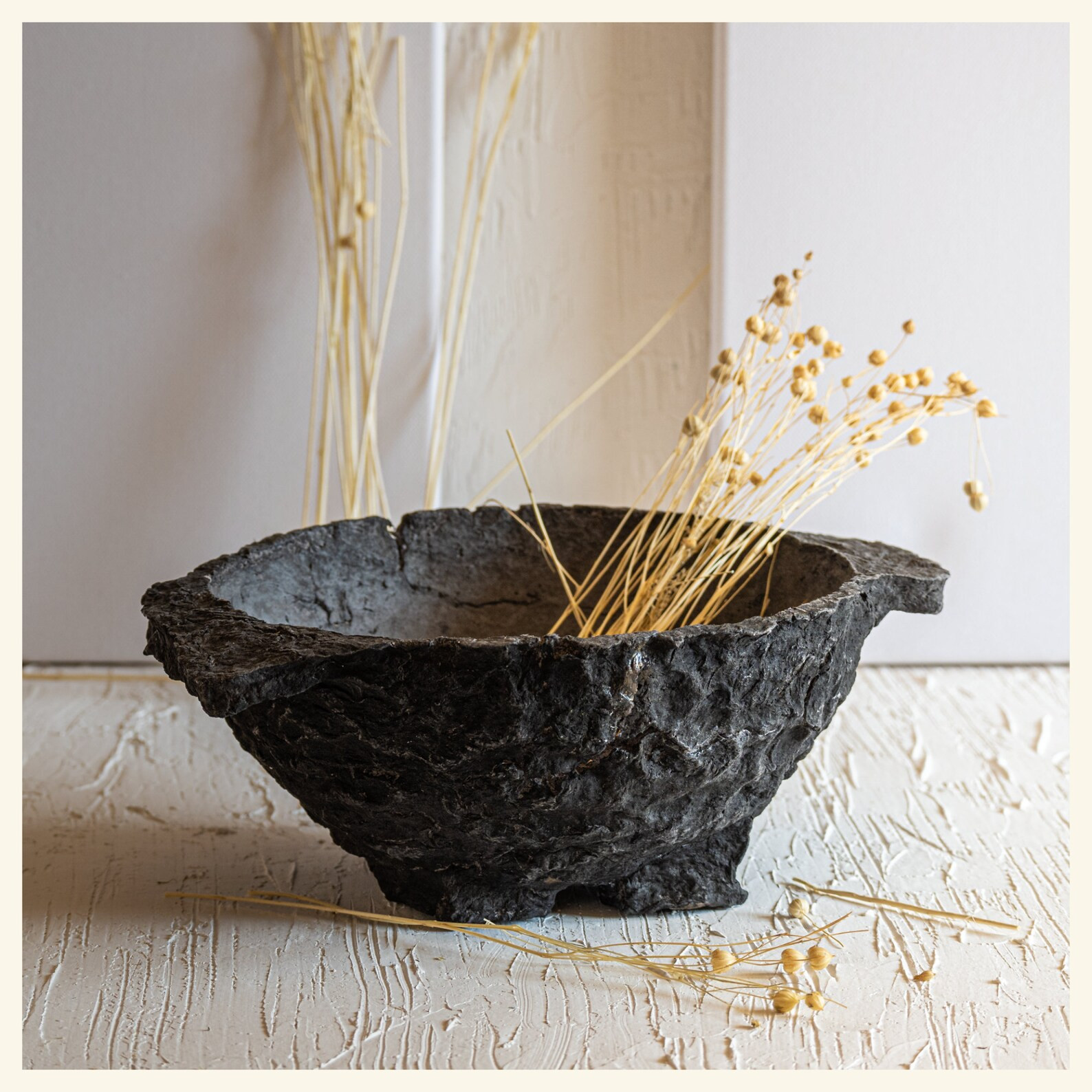 Wabi-sabi Dark Black Papier Mache Bowl for Coffee Table - Minimalist, Boho and Rustic Home Decor ... | Etsy (US)