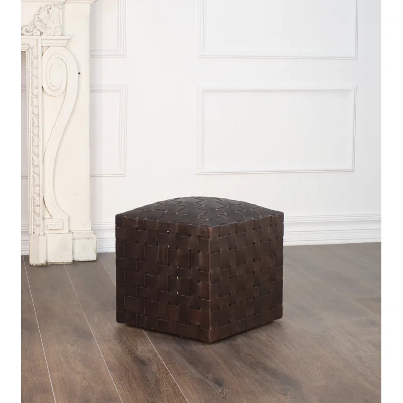 Halcyon Handwoven Genuine Leather Ottoman | Wayfair North America