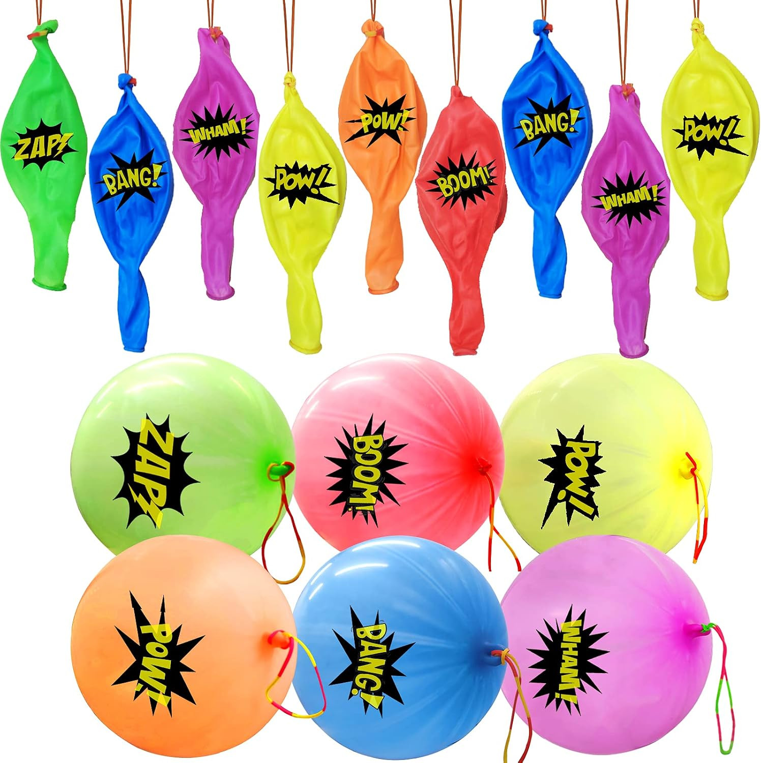 30Pack Hero Punch Balloons for Kids, Party Game Favor Supplies Decorations, Assorted Color Comic ... | Amazon (US)