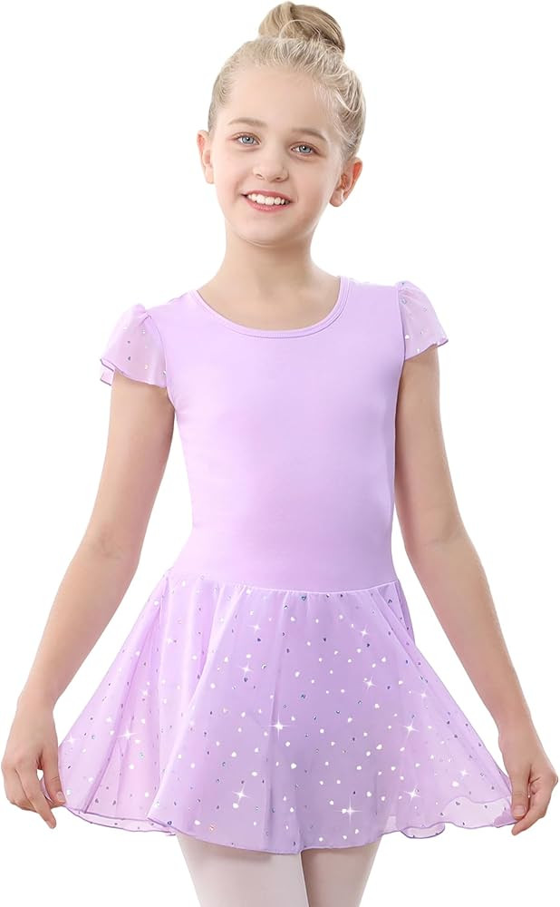 Stelle Ballet Leotards for Girls Dance Leotard with Skirt Toddler Pink Ballet Outfit Ruffle Sleev... | Amazon (US)