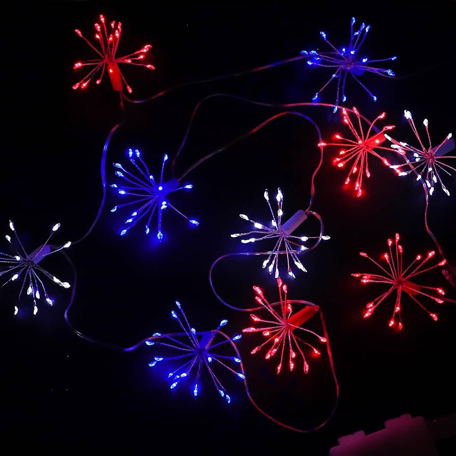 Independence String Lights | 10FT & 200LEDs & USA Firework Patriotic Decorations | USB & Battery ... | Amazon (US)