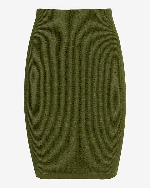 High Waisted Ribbed Sweater Pencil Mini Skirt | Express