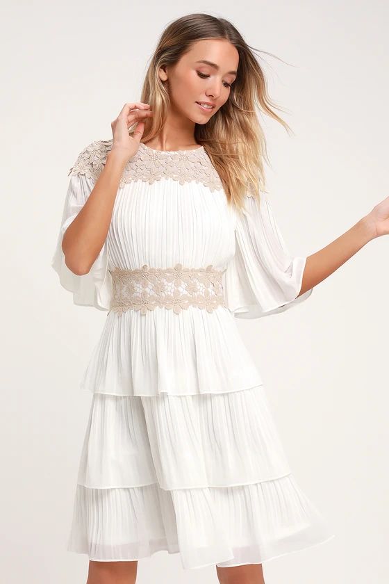 Westwind White Lace Pleated Dress | Lulus (US)