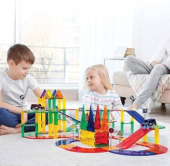 PicassoTiles 80 Piece Race Car Track Building Block Educational Toy Set Magnetic Tiles Magnet DIY... | Amazon (US)
