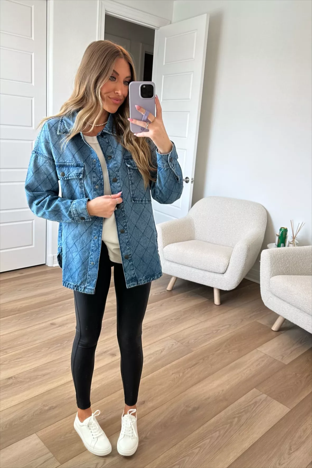 How To Wear Leather Leggings With Denim Jacket - Pin Picture