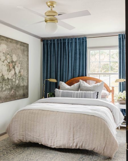 Our guest bedroom featuring some of our favorite velvet Amazon curtains!

Wall art, curtain panels, ceiling fan 

#LTKhome