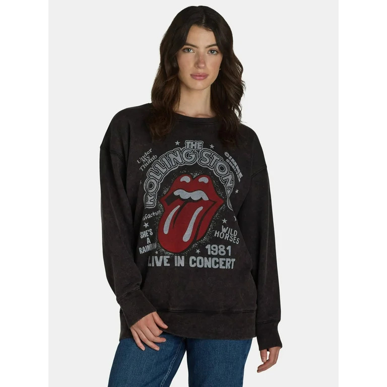 Time and Tru Women's Rolling Stones Graphic Pullover Sweatshirt, Sizes XS-XXXL | Walmart (US)