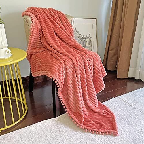 DISSA Fleece Blanket Twin Size – 51x63, Coral – Soft, Plush, Fluffy, Fuzzy, Warm, Cozy – Pe... | Amazon (US)