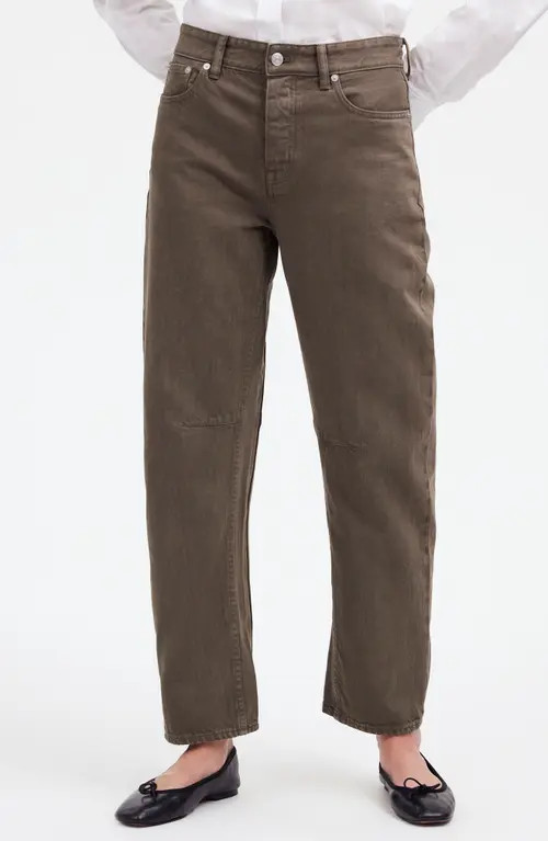 Madewell The Darted Barrel Leg Jeans in Driftwood Brown at Nordstrom, Size 30 | Nordstrom