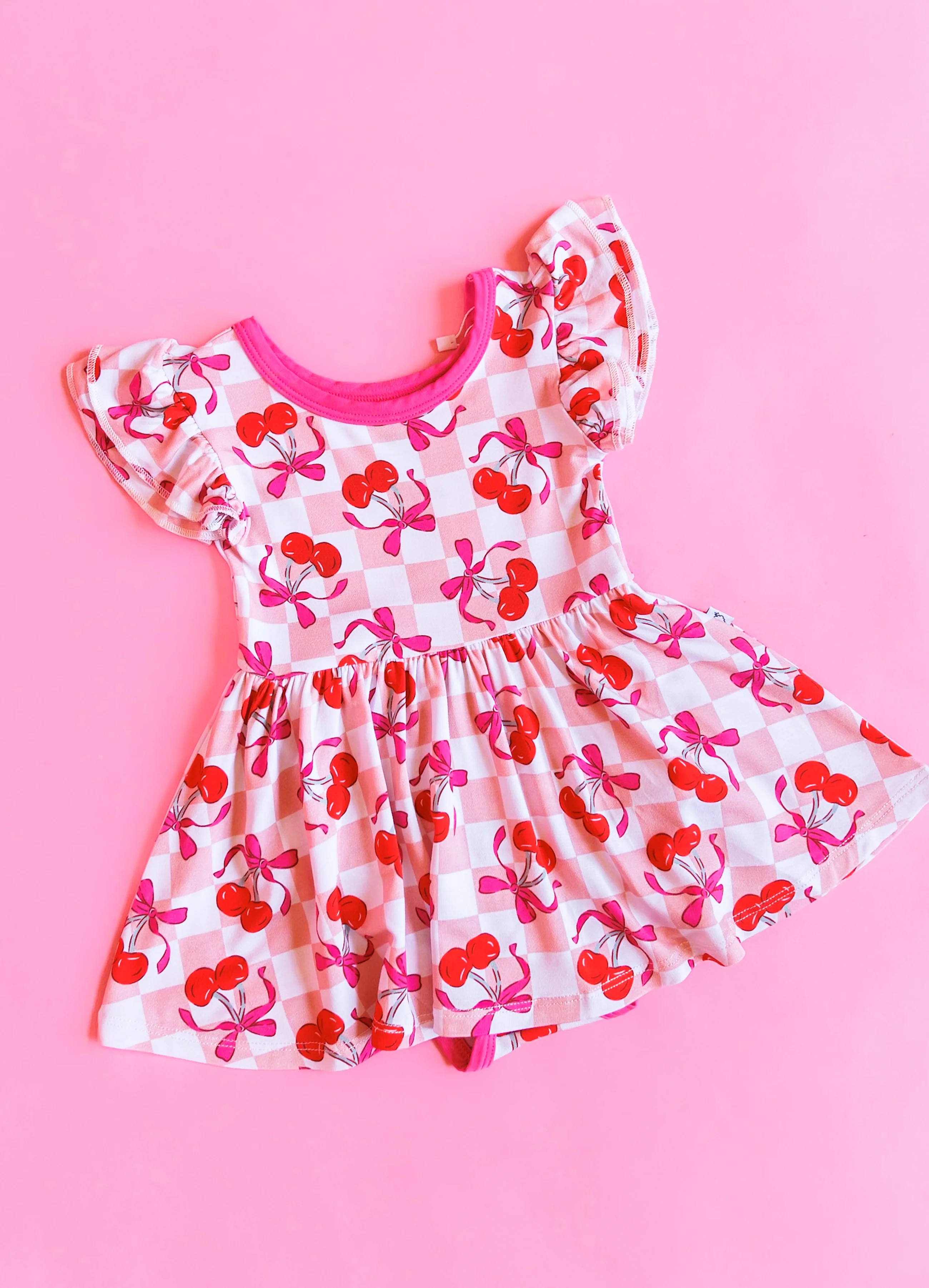 CHERRY SWEET CHECKERS DREAM BODYSUIT DRESS | Dream Big Little Co.