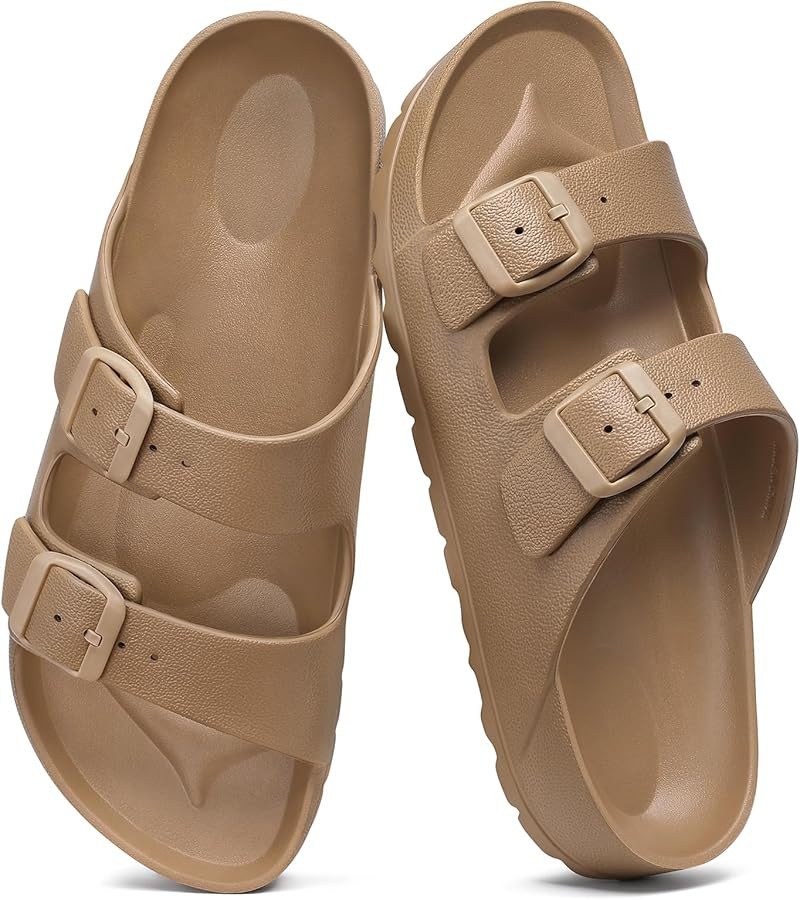 shevalues Women's Comfort Sandals with Medium Arch Support Double Buckle Adjustable EVA Slides fo... | Amazon (US)