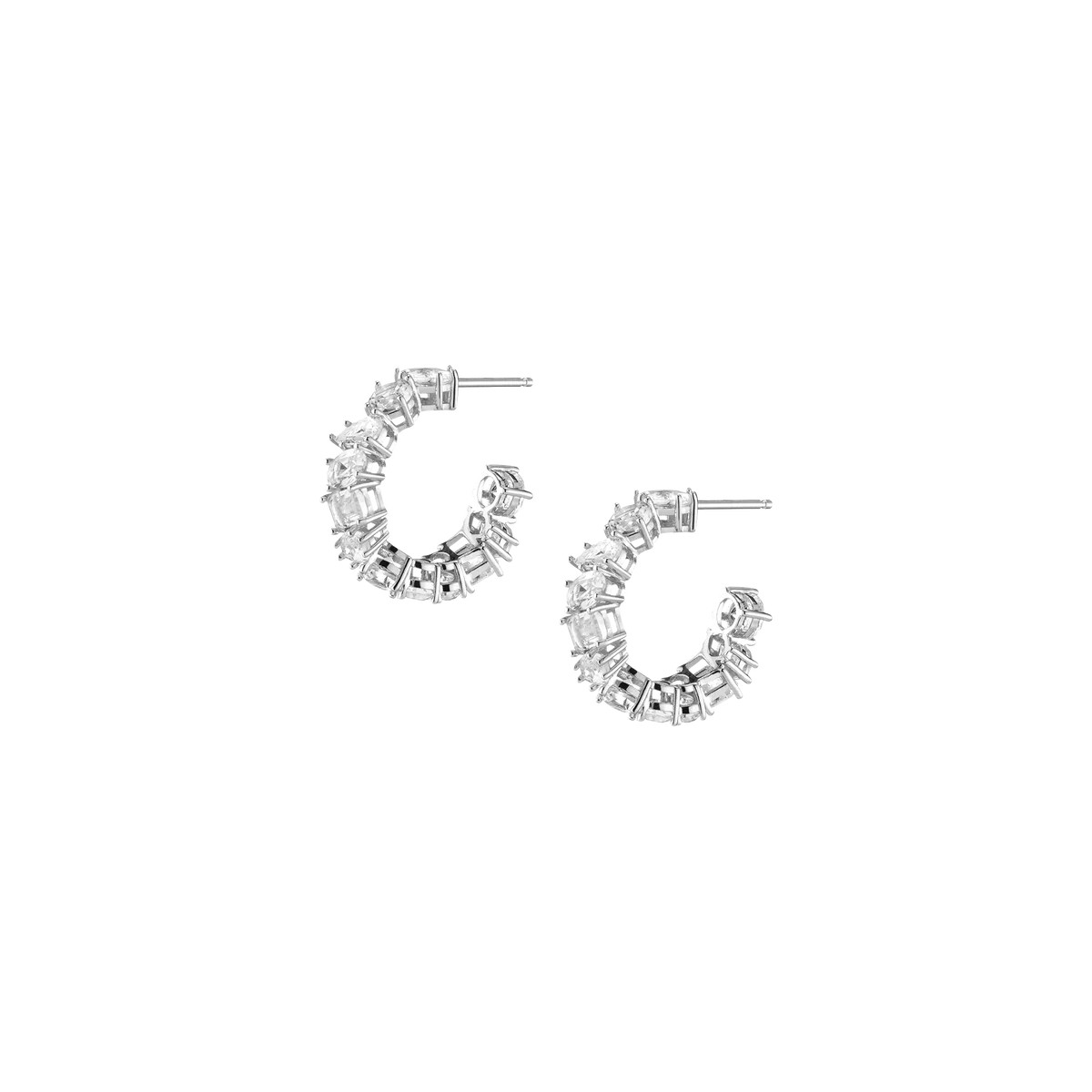 Lab Grown White Sapphire Mixed Shape Hoop Earrings | AUrate New York