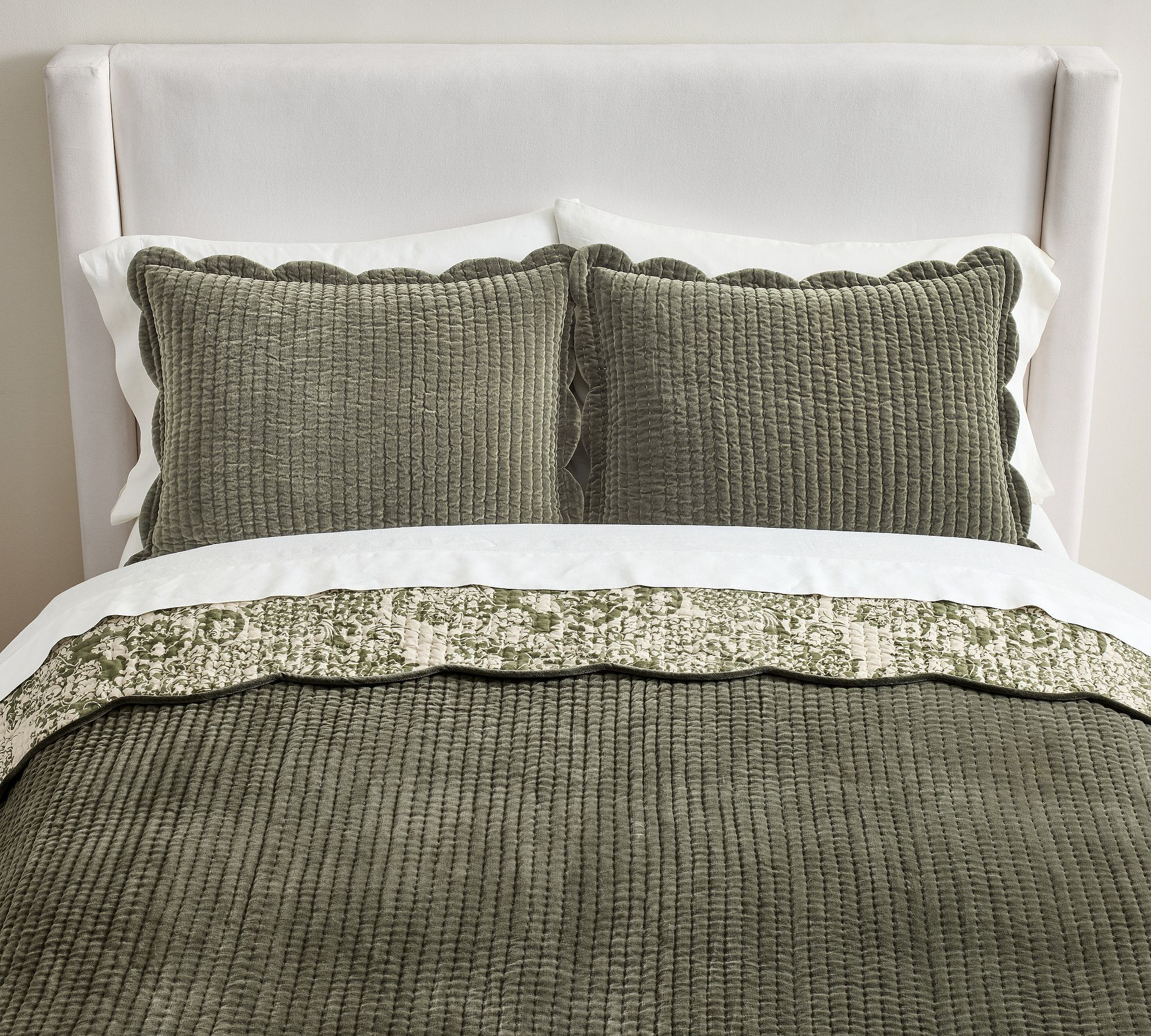 Velvet Scalloped Edge Reversible Quilt | Pottery Barn (US)