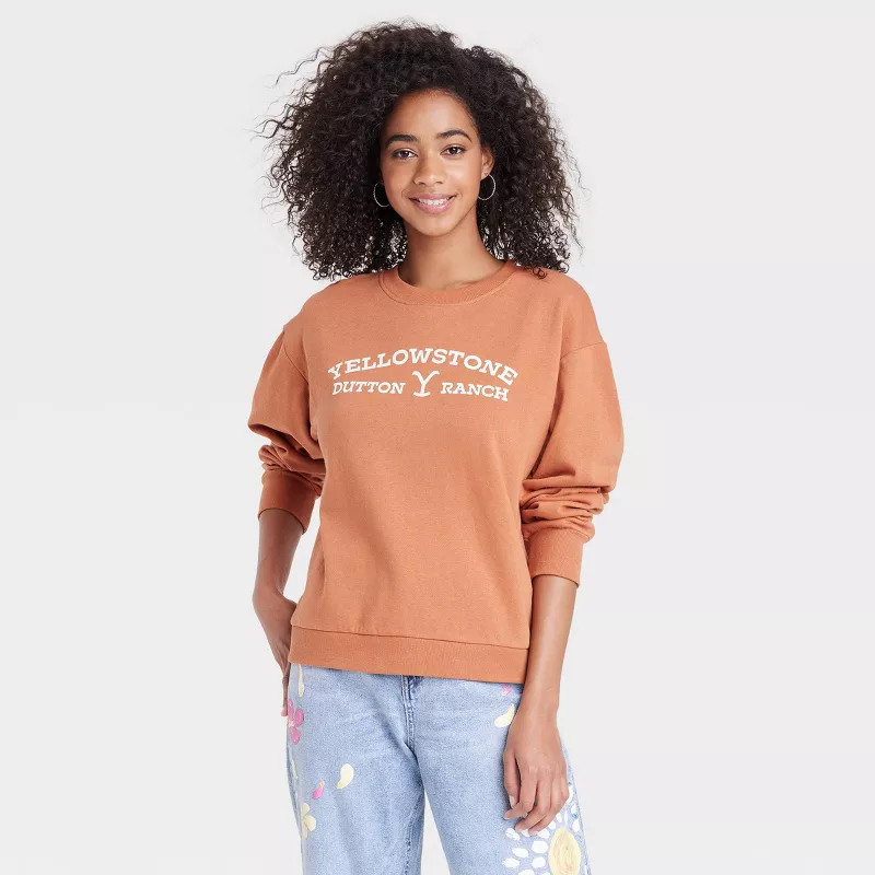 Women's Yellowstone Dutton Ranch Graphic Sweatshirt - Brown | Target