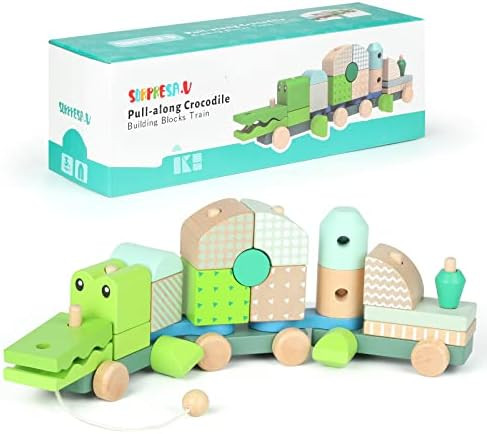 Montessori Toys for 1 Year Old | Alligator Wooden Stacking Toys and Pull Toys for todders | Shape... | Amazon (US)