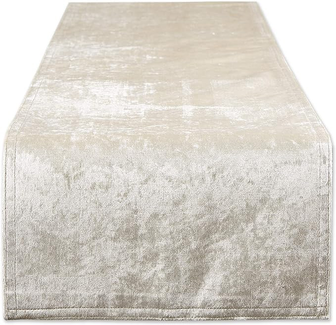 DII Velvet Collection Tabletop, Table Runner, 14x72, Cream | Amazon (US)