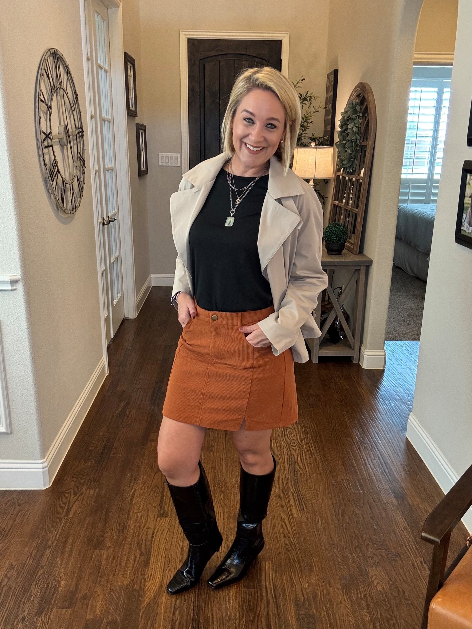 🧡Fall vibes for a busy mom! 🛍️

This corduroy skirt brings the stretch and is the perfect length. Cropped trenchcoats are so trendy right now and can be a perfect layering piece. The kitten heel on these knee-high boots makes a statement but is also actually comfortable to wear. 

Praise! 👏🏻 

#LTKSeasonal #LTKOver40 #LTKFindsUnder100