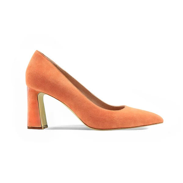 Peach Fuzz Suede Bold Block Heel | ALLY Shoes