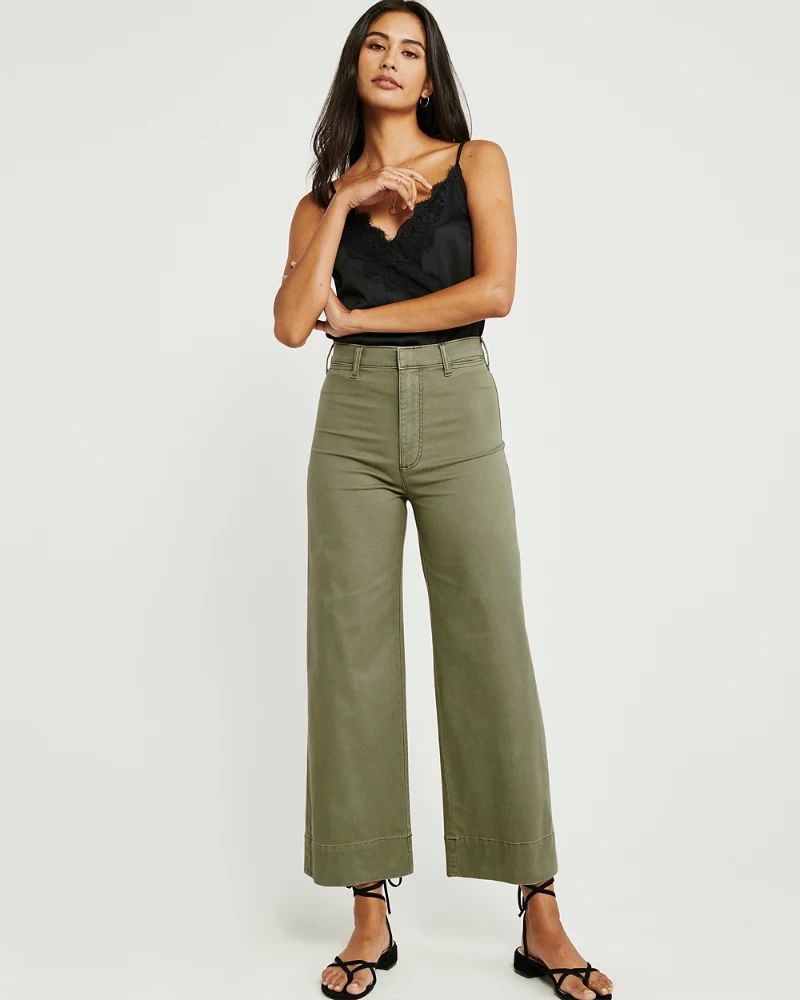 High Rise Crop Wide Leg Pants | Abercrombie & Fitch US & UK