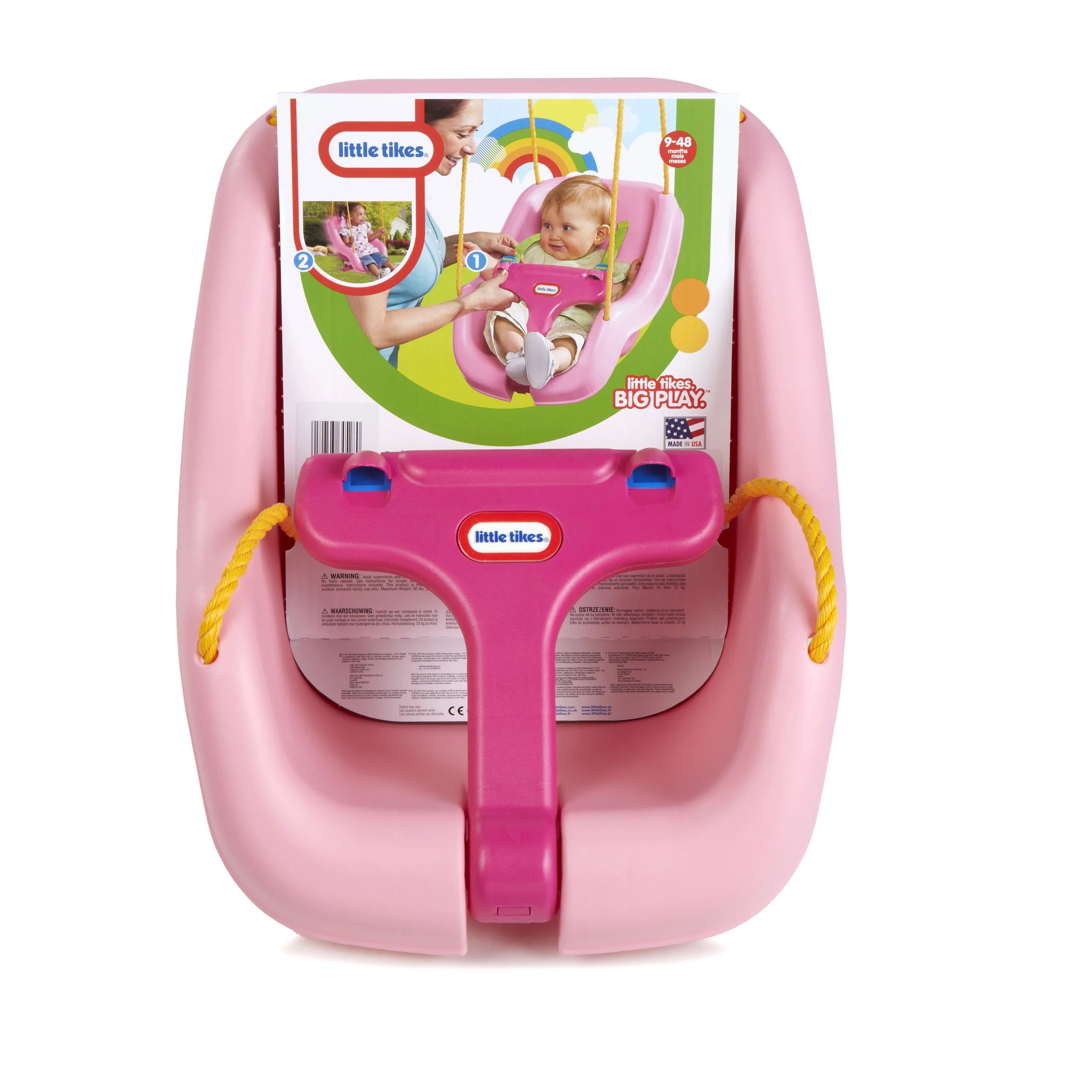 Little Tikes 2-in-1 Snug 'n Secure Swing with High Back and T-Bar, Pink- Infant Baby Toddler Swin... | Walmart (US)