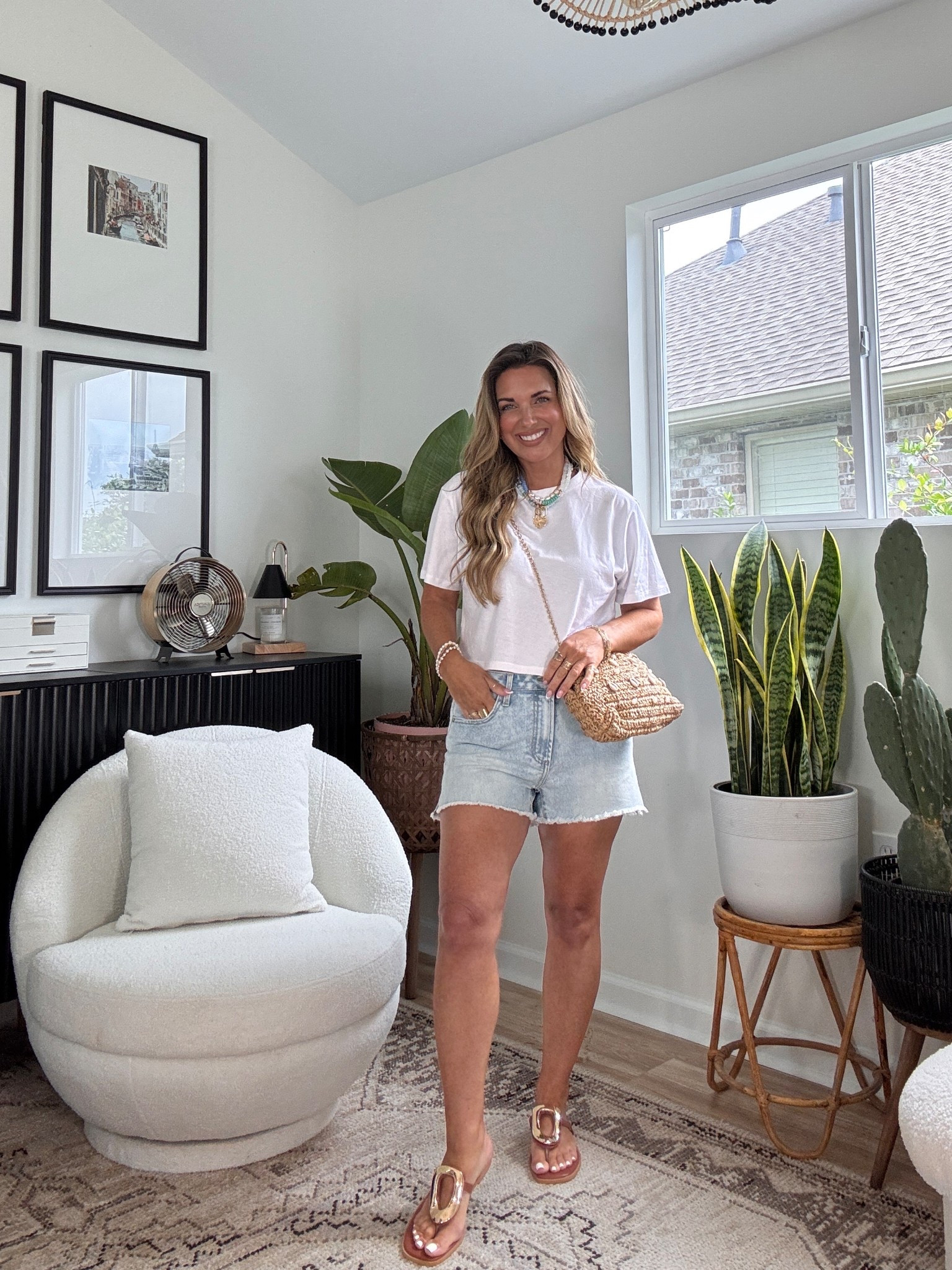 Walmart $5 tshirt & $10 denim shorts!! Yes please!!! Wearing size medium in tshirt and sized up to a size 8 in shorts. 
Perfect, casual outfit for summer!! 

#LTKSummerEdit #LTKStyleTip #LTKOver40