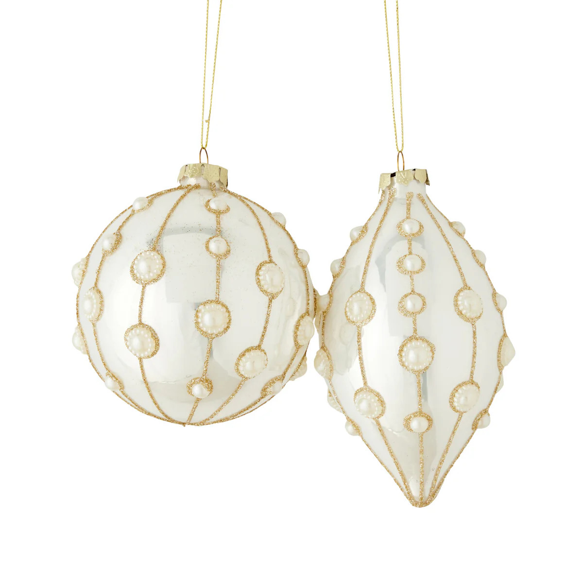 Pearl Embellished Ornament Set of 2 | Caitlin Wilson Design