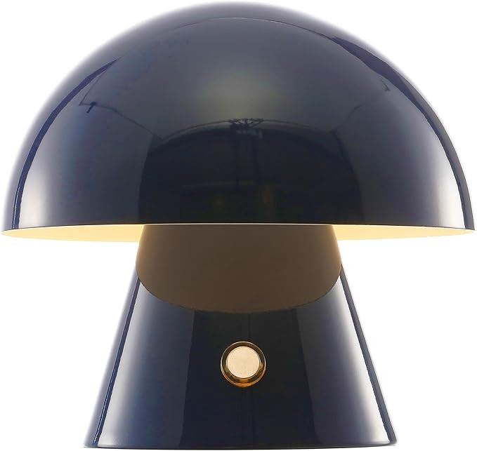JONATHAN Y 7" Navy Rechargeable Cordless Mushroom Table Lamp, Portable LED Nightstand Lamp for Be... | Amazon (US)