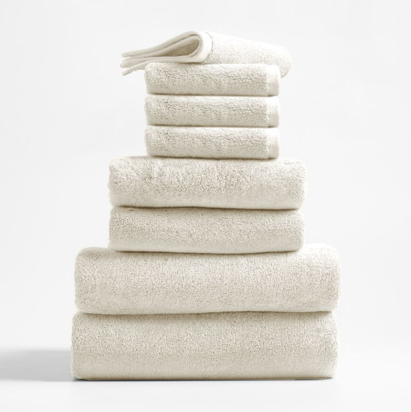 Organic Turkish Cotton Ivory Bath Towels, Set of 8 + Reviews | Crate & Barrel | Crate & Barrel