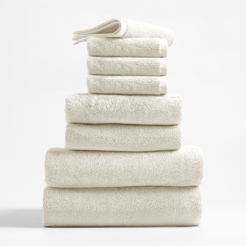 Ivory Organic Turkish Cotton Bath Towels, Set of 8 | Crate & Barrel | Crate & Barrel